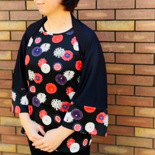 【受注生産】ストールボレロ(A:飛び菊文様)(本体価格18,000円)
