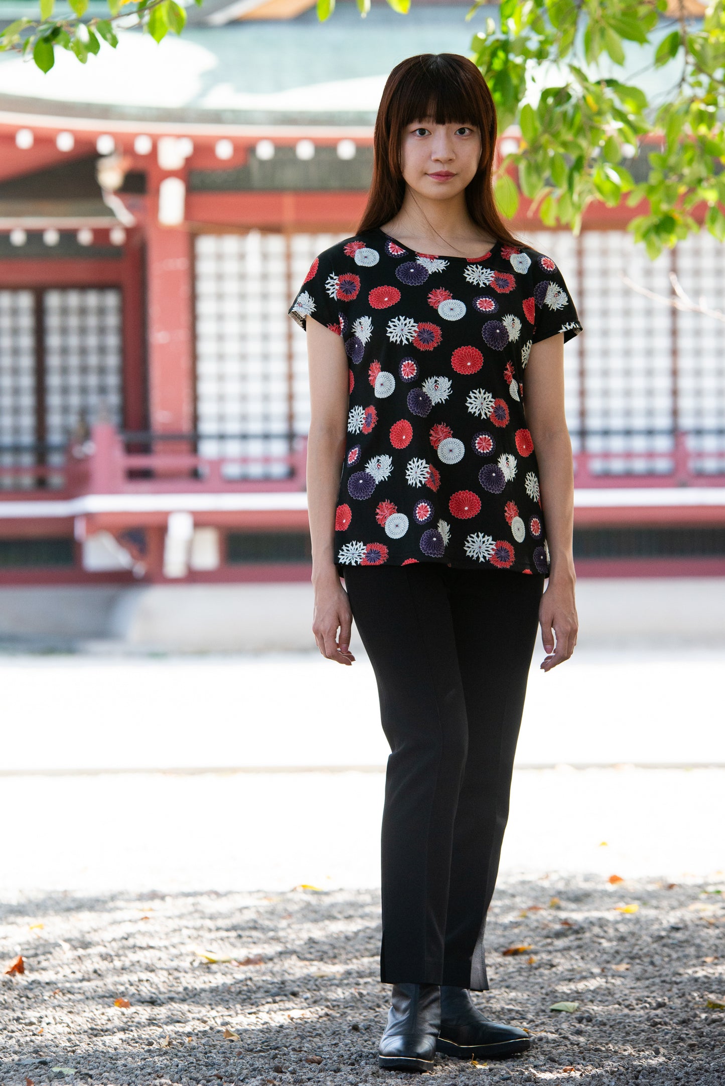 [Made to order] French sleeve blouse (A: Flying chrysanthemum pattern) (base price 28,000 yen)