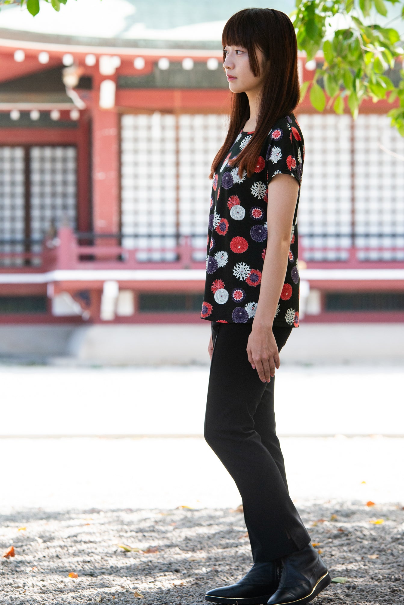 [Made to order] French sleeve blouse (A: Flying chrysanthemum pattern) (base price 28,000 yen)