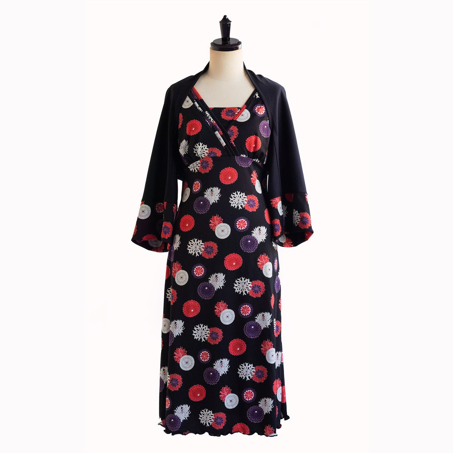 ノースリーブリボンワンピース(セミロング丈)　飛び菊（本体価格：62,000円） (コピー)